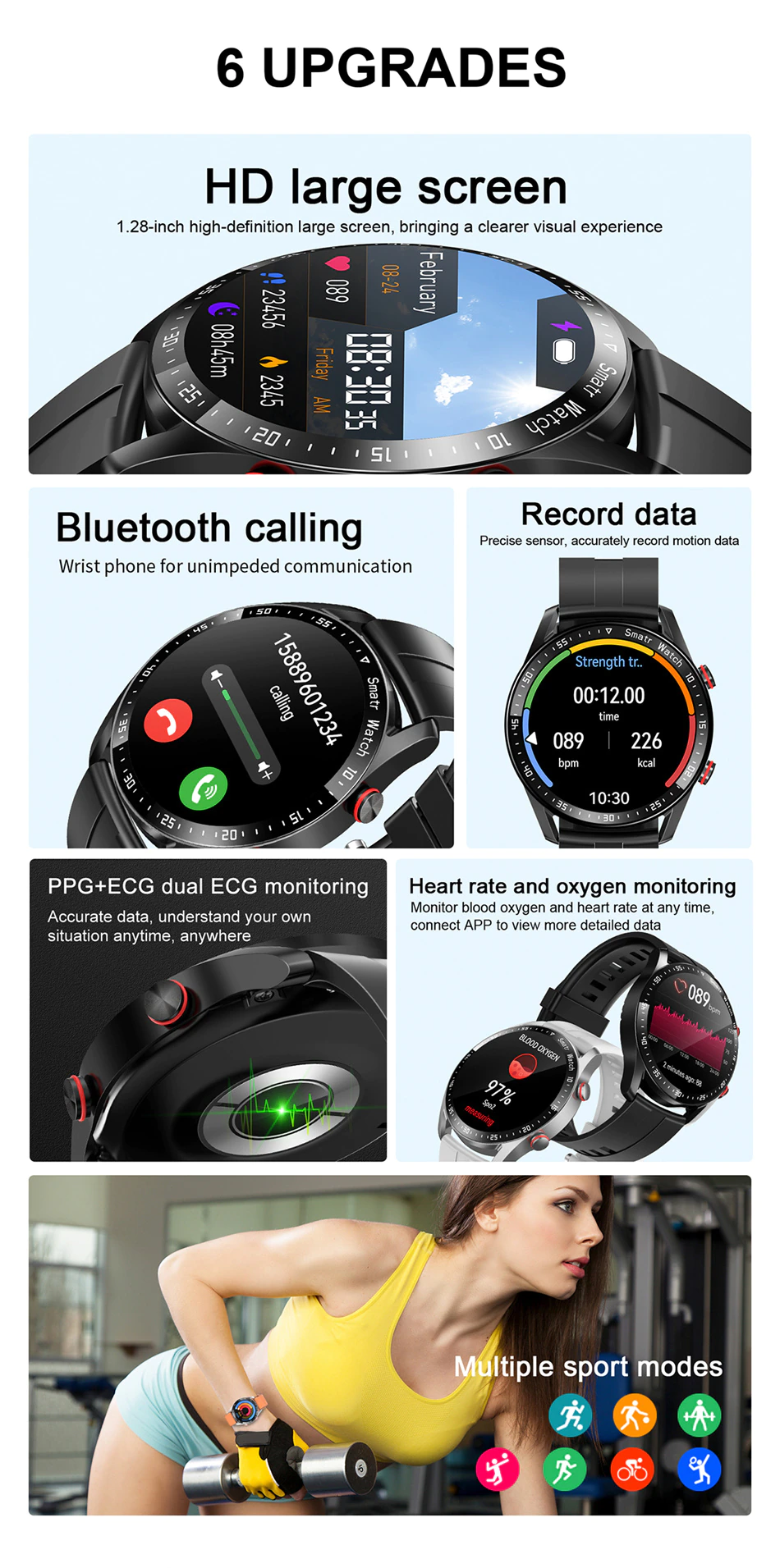 PANFU AMOLED Screen Bluetooth Smart Watch