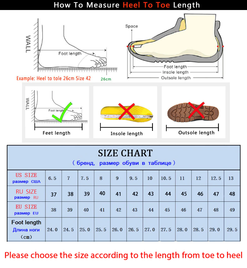 PUAMSS P10 Men Casual Shoes Size Chart