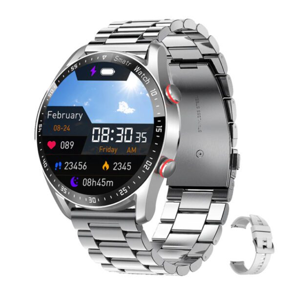 Pic06 PANFU Bluetooth Smart Watch Silver Steel