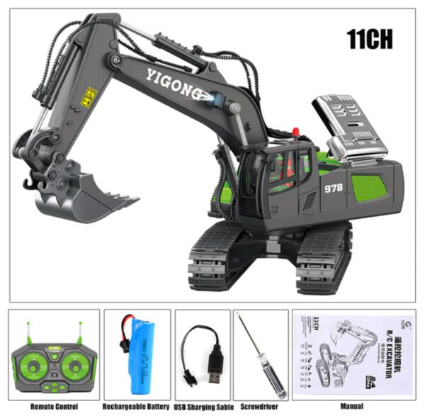 YIGONG RC TOY 11CH-Green-Excavator