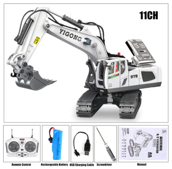 YIGONG RC TOY 11CH-White-Excavator