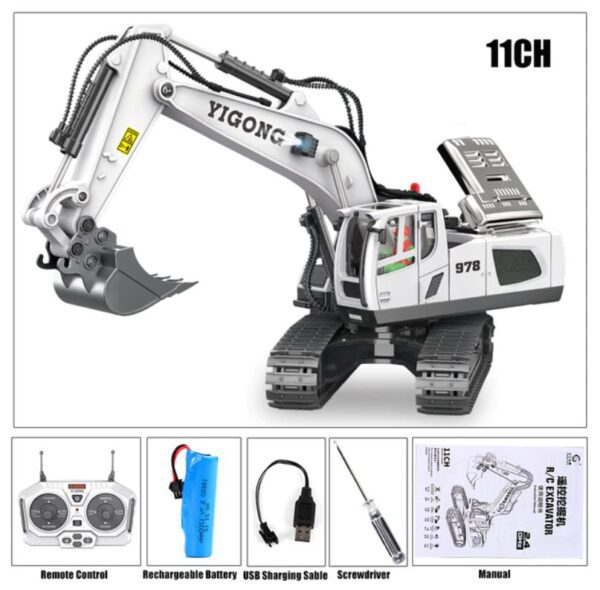 YIGONG RC TOY 11CH-White-Excavator