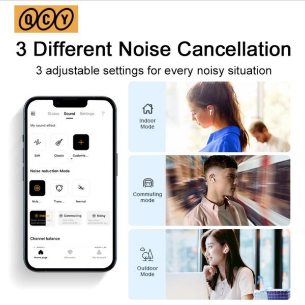 QCY HT05 Wireless Noise Cancelling Bluetooth Earphones - Image 3