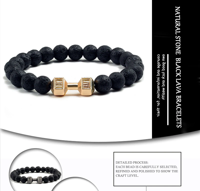 Volcanic Lava Stone Dumbbell Bracelet