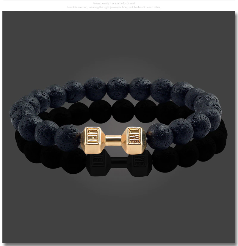 Volcanic Lava Stone Dumbbell Bracelet