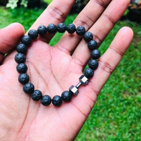 Volcanic Lava Stone Dumbbell Bracelet - Image 2