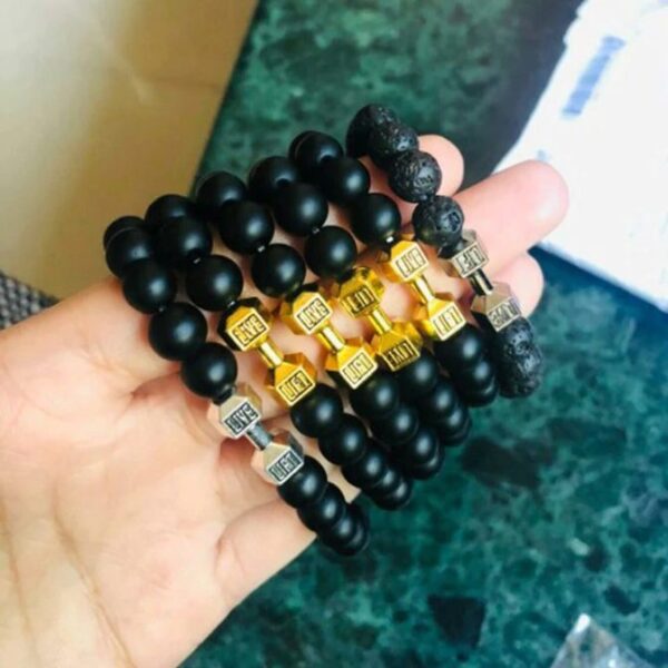 Volcanic Lava Stone Dumbbell Bracelet - Image 3