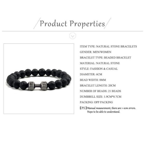 Volcanic Lava Stone Dumbbell Bracelet - Image 4