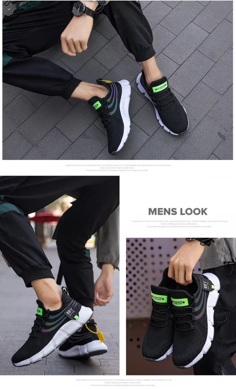 88Y Begin Ners Mesh Breathable Men Sneakers Running Shoes - Black