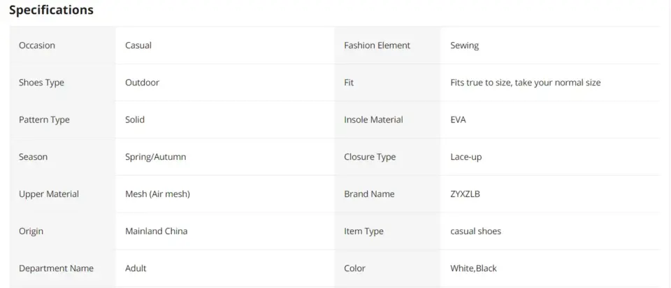 88Y Begin Ners Mesh Breathable Men Sneakers Running Shoes Specifications
