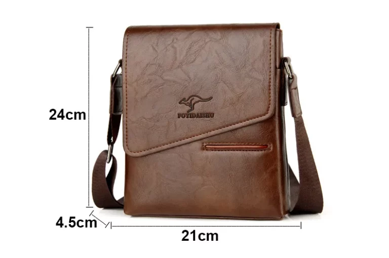 Men Leather Casual Crossbody Bag Size