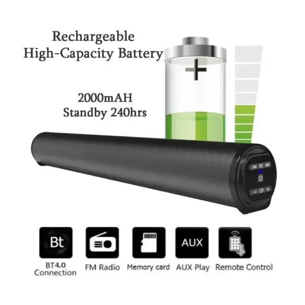 NRNL BS-28B BS-10 Wireless Bluetooth Sound Bar Speaker - Image 2