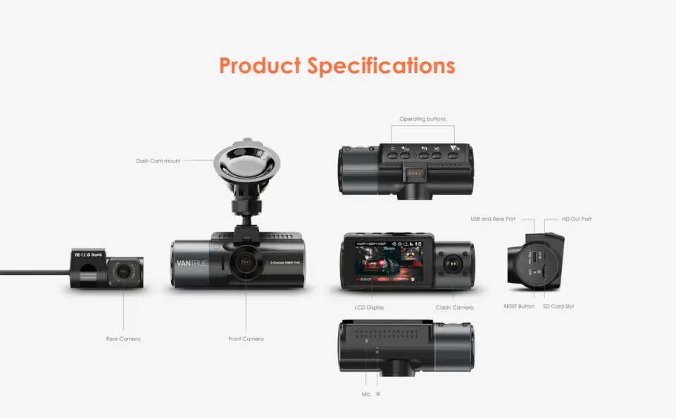 Vantrue N4 Dash Cam 4K Car Video Recorder