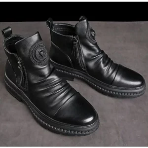 HAOBOYUEQ Men's Motorcycle Leather Boots