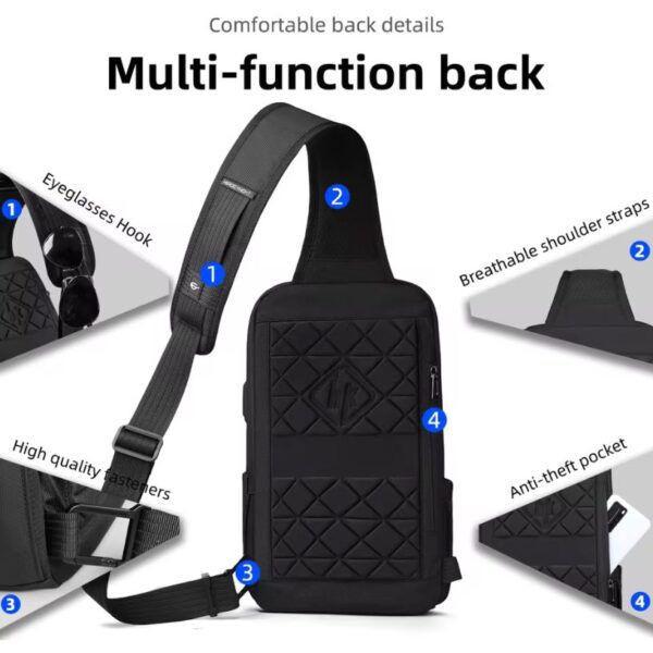 Heroic Knight HK-6207B Anti-theft Waterproof Men Shoulder Bag - Image 3