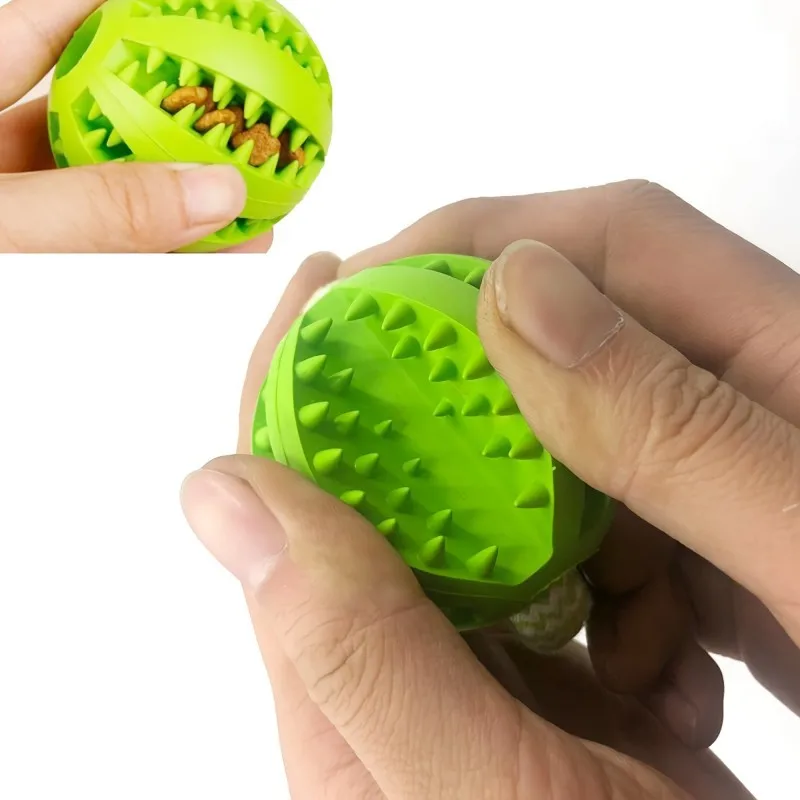 Interactive Dog Tug Rope Ball Toy - Green