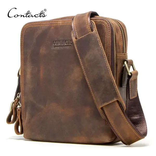 CONTACT'S Genuine Leather Men's Messenger Bag Vintage Sling Shoulder Bags for 7.9" iPad Mini High Quality Male Crossbody Bag Men - AliExpress 1524