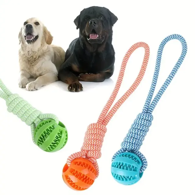 Interactive Dog Toy Tug Rope, Treat Dispenser Ball, Chew Toy for Large Breeds, Durable & Dental Health (Colors Vary)​ - AliExpress