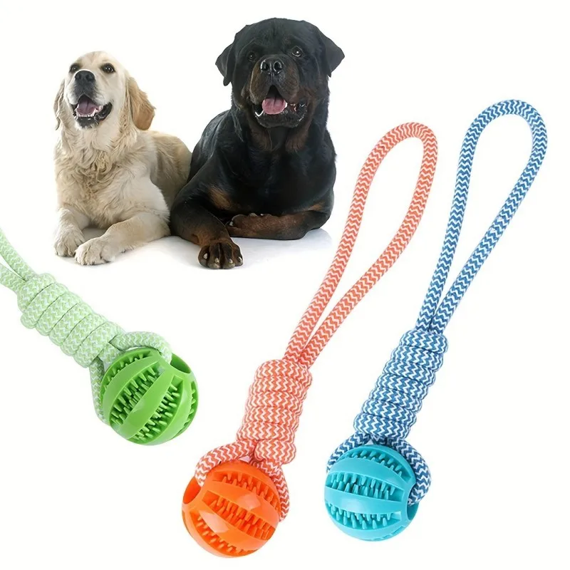 Interactive Dog Tug Rope Ball Toy - 3 Colors