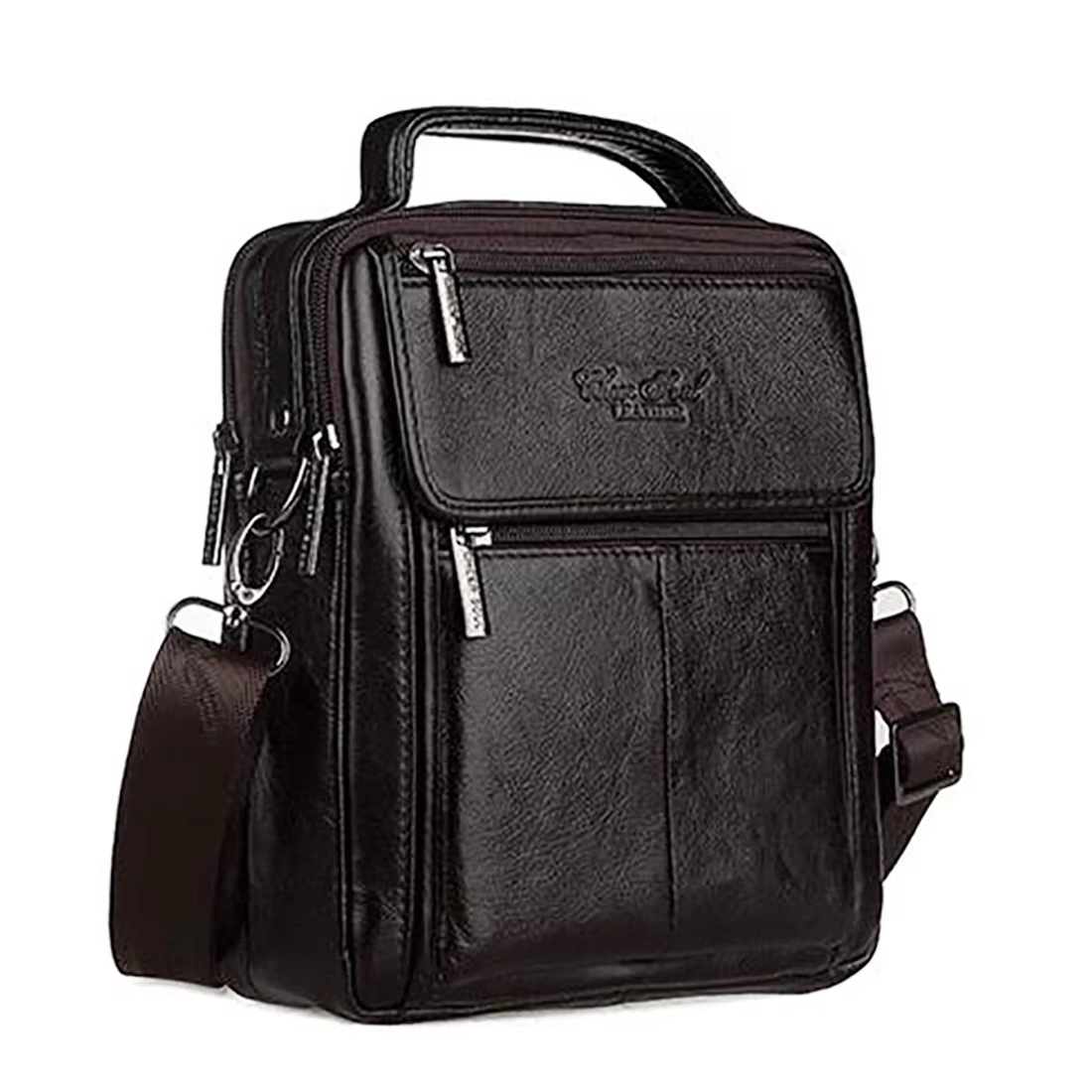 AOLAILUDI 7009 Genuine Leather Men's Shoulder Bag - Brown