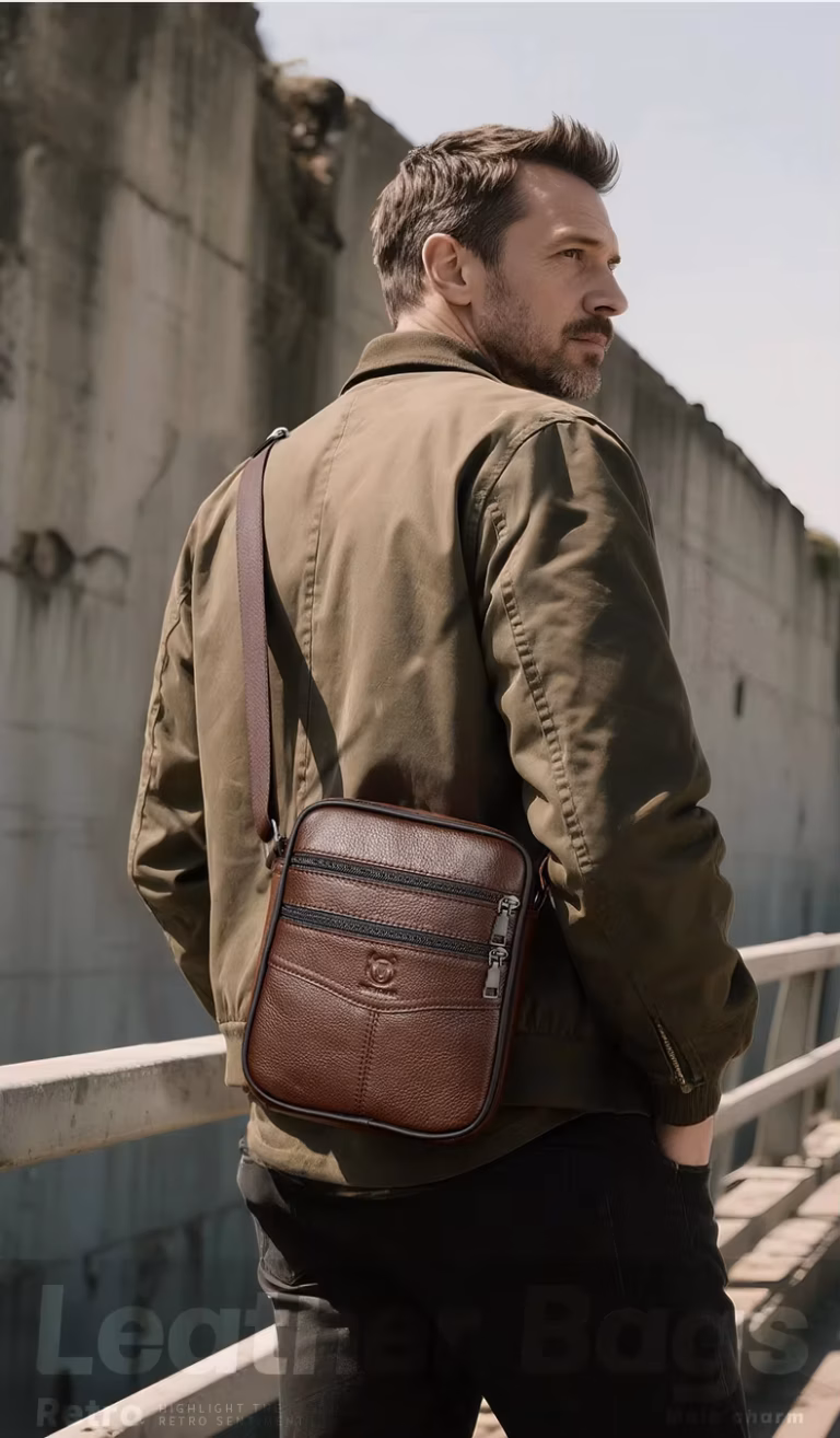BULLCAPTAIN DJB030 Genuine Leather Crossbody Bag for Men