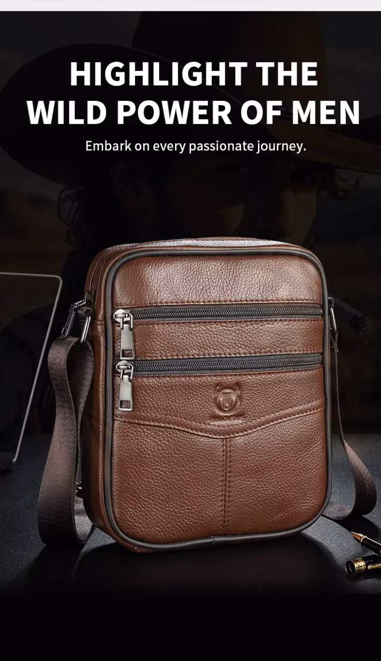 BULLCAPTAIN DJB030 Genuine Leather Crossbody Bag for Men - Hightlight the Wild Power of Men