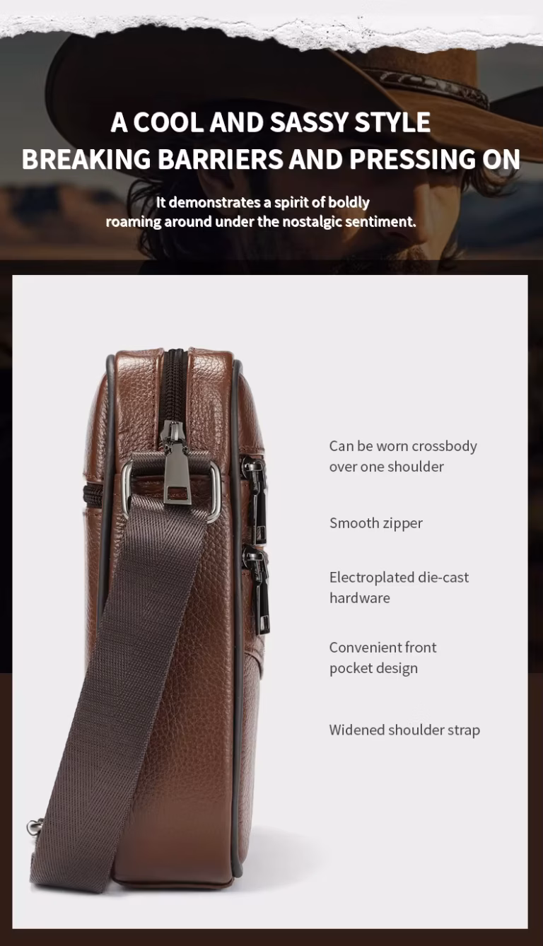 BULLCAPTAIN DJB030 Genuine Leather Crossbody Bag for Men - Cool and Sassy Style BULLCAPTAIN DJB030 Genuine Leather Crossbody Bag for Men - Cool and Sassy Style