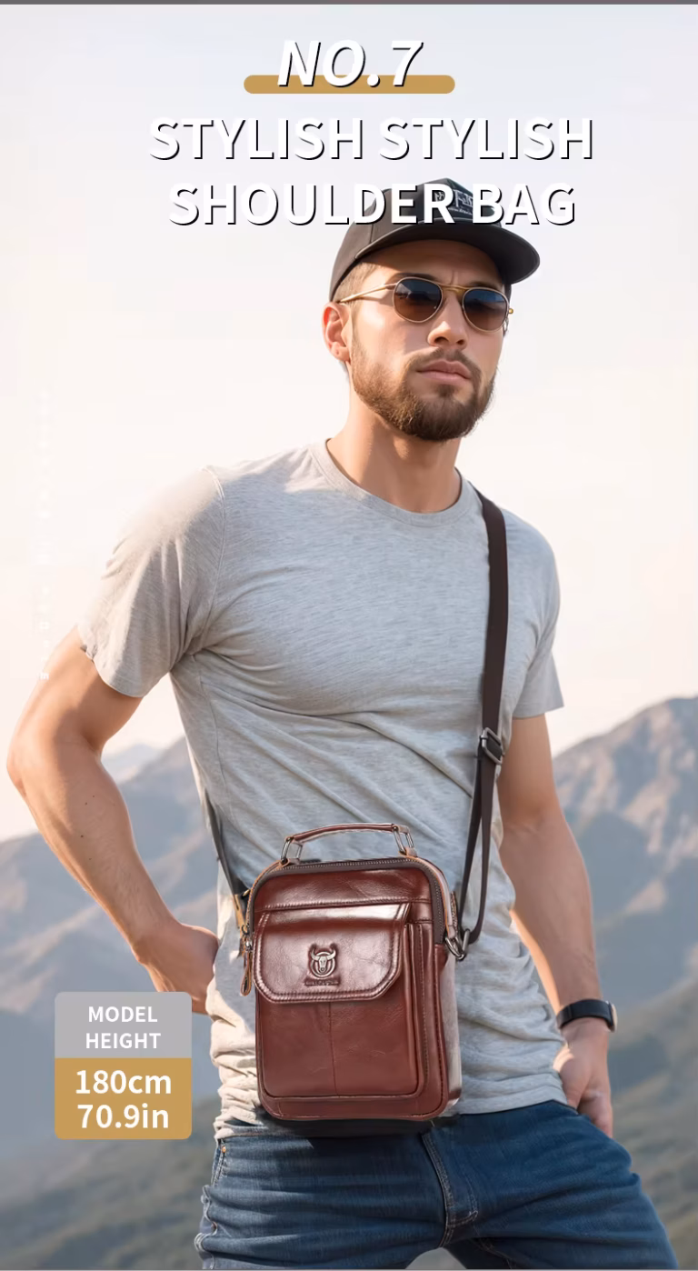 BULLCAPTAIN DJB049 Genuine Leather Messenger Bag - Stylish