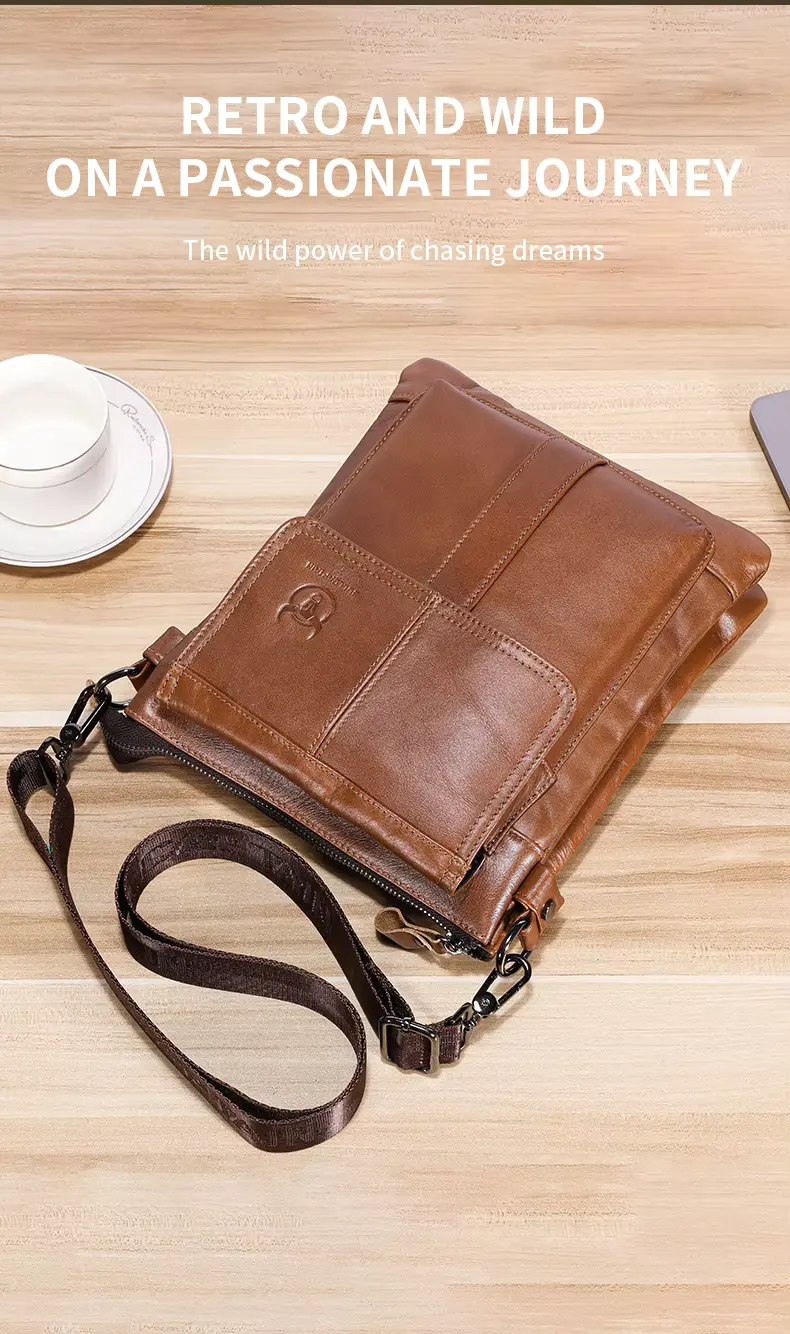 BULLCAPTAIN Genuine Leather Men’s Crossbody Messenger Bag - Retro and Wild