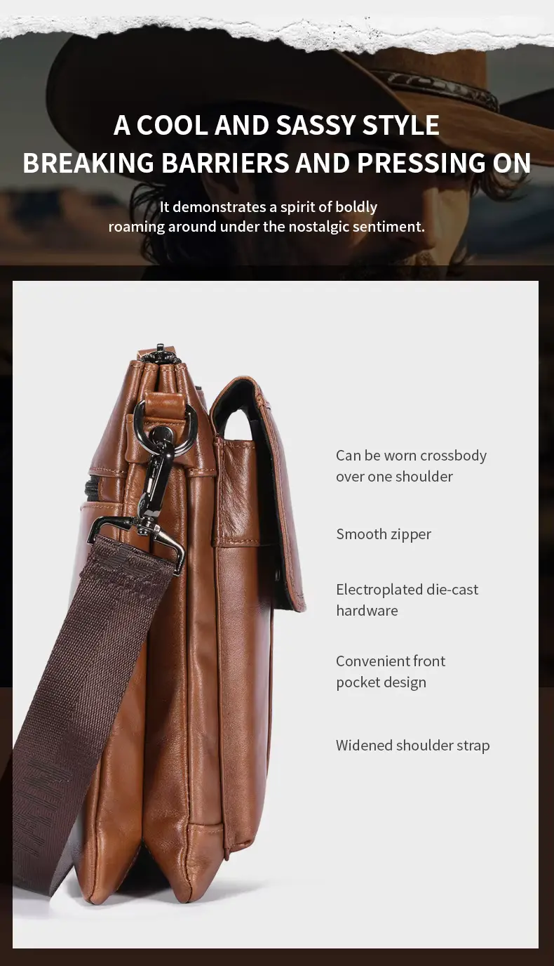 BULLCAPTAIN Genuine Leather Men’s Crossbody Messenger Bag - Sassy Style
