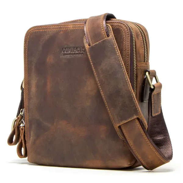 CONTACT'S Genuine Leather Men's Messenger Bag Vintage Sling Shoulder Bags for 7.9" iPad Mini High Quality Male Crossbody Bag Men - AliExpress 1524
