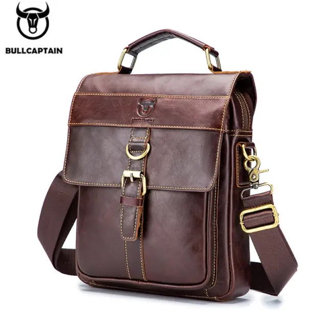 BULLCAPTAIN Men's Leather Shoulder Bag, Retro Business Crossbody Bag, Large Capacity Fashion Casual Youth Student Handbag - AliExpress 1524