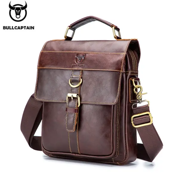 BULLCAPTAIN Men's Leather Shoulder Bag, Retro Business Crossbody Bag, Large Capacity Fashion Casual Youth Student Handbag - AliExpress 1524