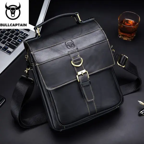 BULLCAPTAIN Men's Leather Shoulder Bag, Retro Business Crossbody Bag, Large Capacity Fashion Casual Youth Student Handbag - AliExpress 1524