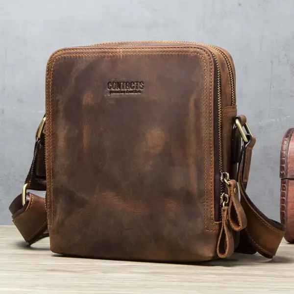 CONTACT'S Genuine Leather Men's Messenger Bag Vintage Sling Shoulder Bags for 7.9" iPad Mini High Quality Male Crossbody Bag Men - AliExpress 1524
