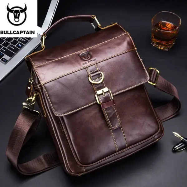BULLCAPTAIN Men's Leather Shoulder Bag, Retro Business Crossbody Bag, Large Capacity Fashion Casual Youth Student Handbag - AliExpress 1524