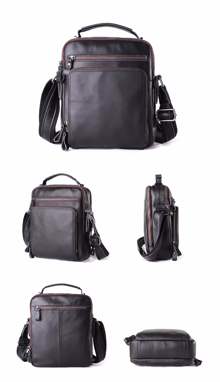JOYIR 6479 Genuine Leather Messenger Bag - Black