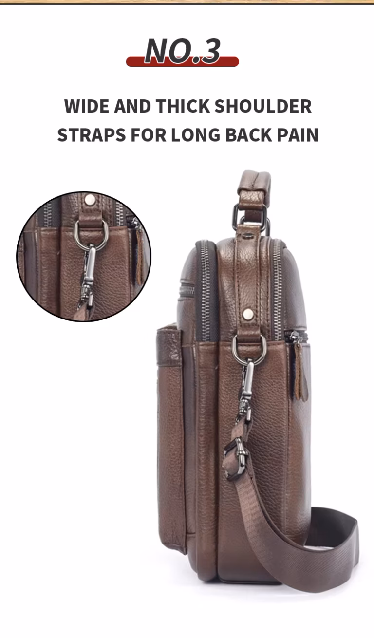 LION VERA Men's Shoulder Bag - Wide and Thick Shoulder