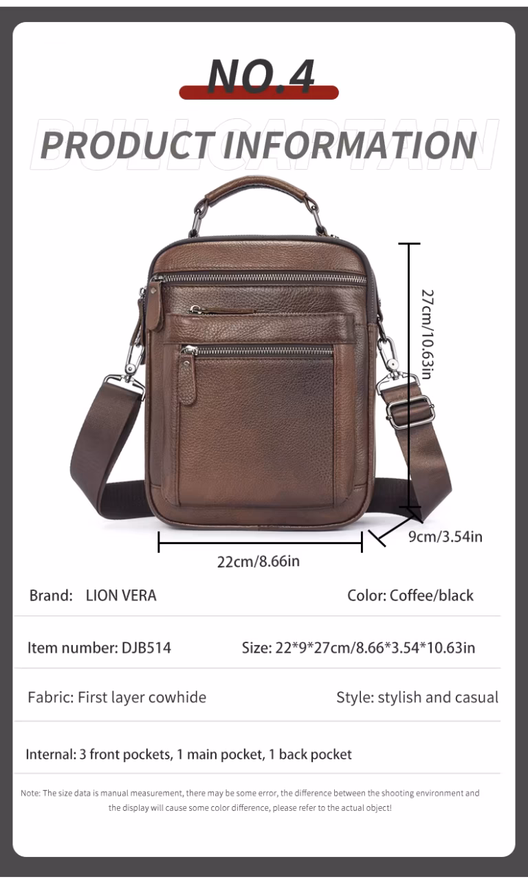 LION VERA Men's Shoulder Bag - Product Information