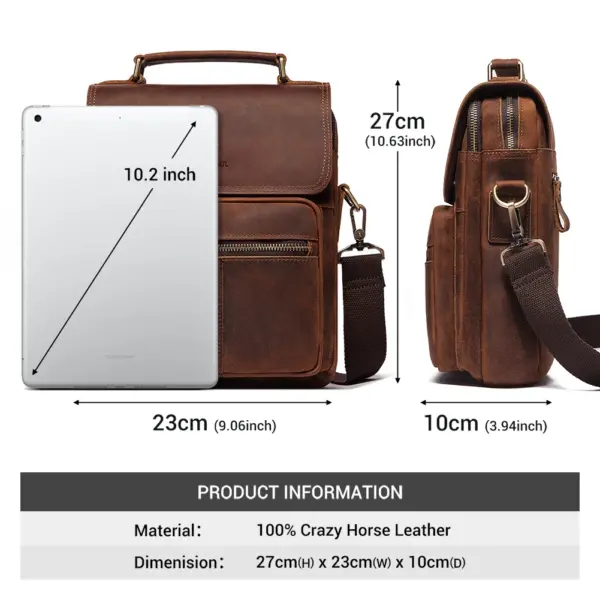 HUMERPAUL Genuine Leather Men's Shoulder Bag Luxury Work Business Messenger Bags Fashion Male Crossbody with Adjustable Straps - AliExpress 1524