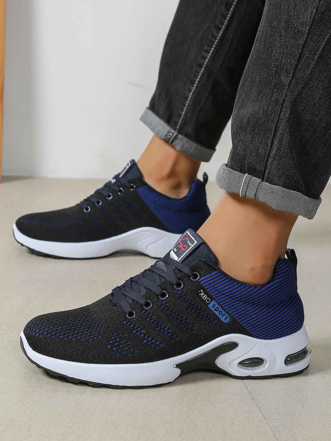 SA9308 Men’s Breathable Mesh Casual Sneakers Blue-Black