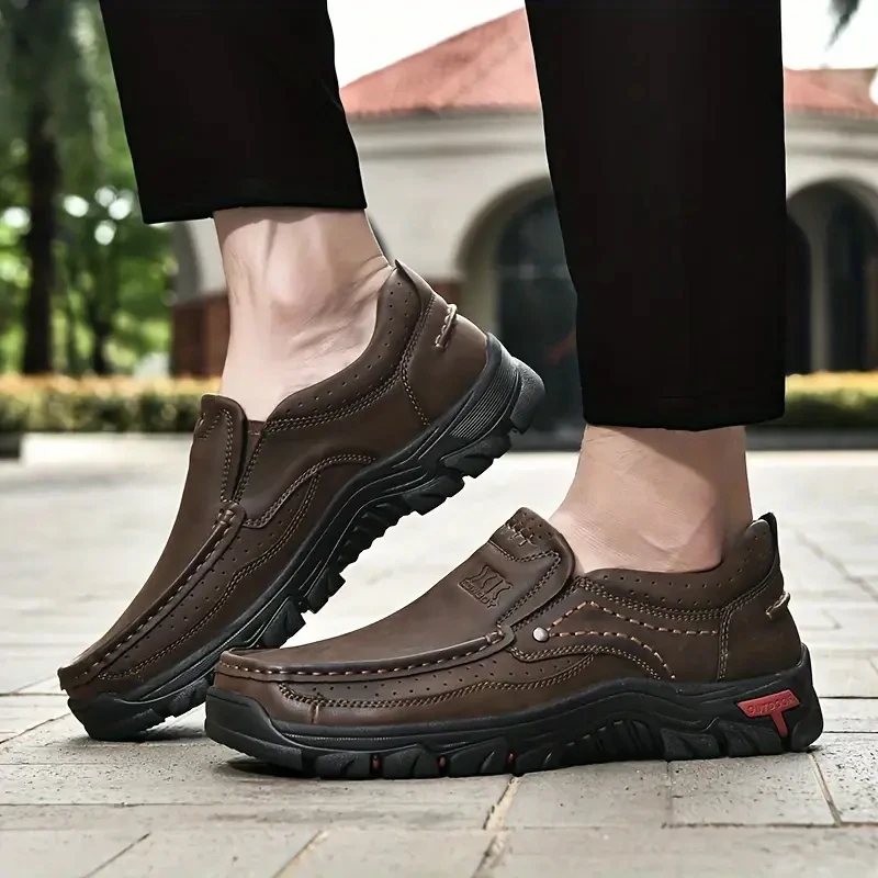 XK Cowboy 6800 Men’s Leather Slip-On Loafers Brown