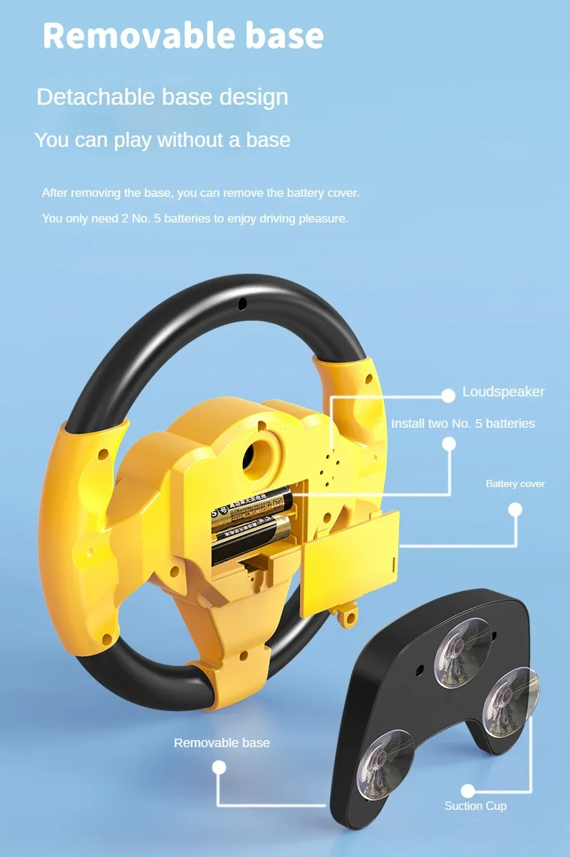 Interactive Steering Wheel Toy for Kids - Removable Base