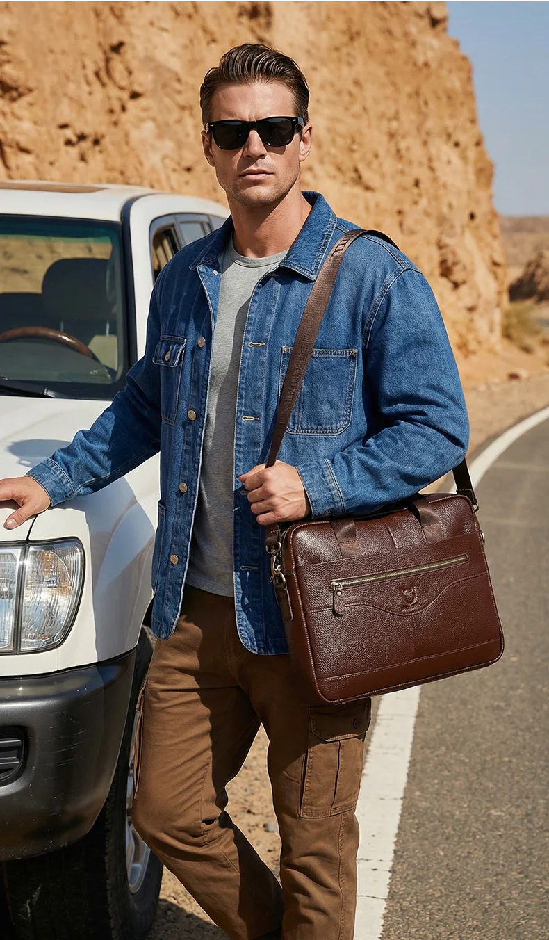 BULLCAPTAIN GWB044 Genuine Leather Briefcase for Men BULLCAPTAIN GWB044 Genuine Leather Briefcase for Men