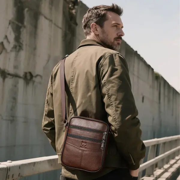 BULLCAPTAIN Men's Leather Shoulder Bag Multifunctional and High-Capacity Cowhide Crossbody Bag Handbag Casual Messenger Bag - AliExpress 1524