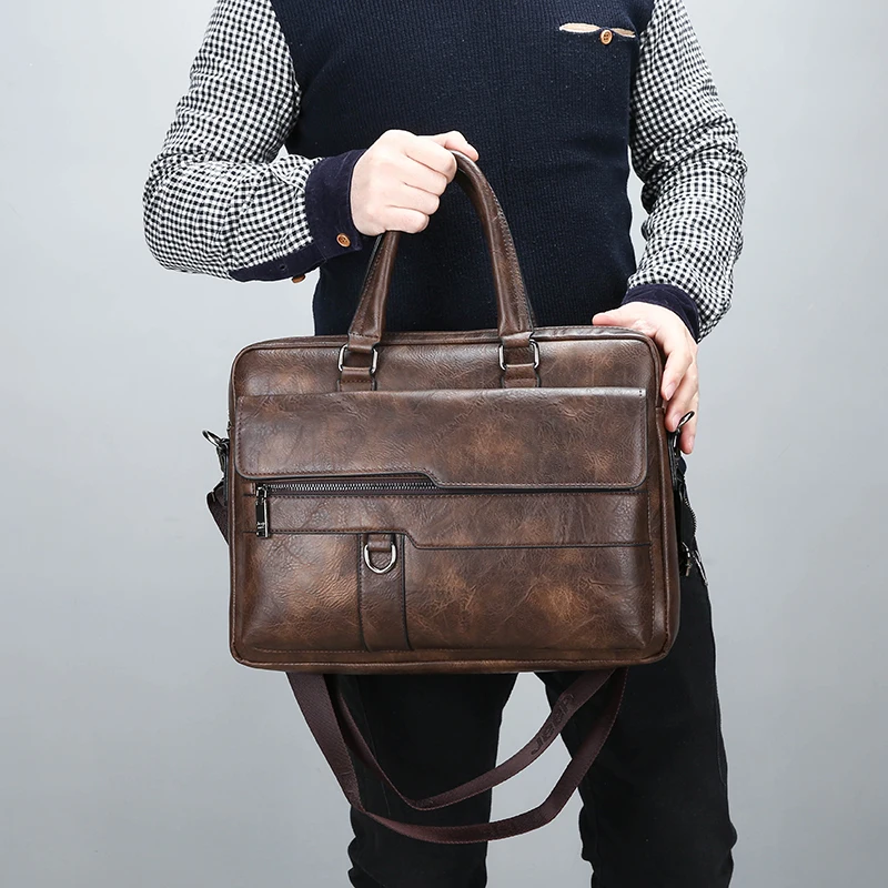 Men's PU Leather Business Briefcase Brown Men's PU Leather Business Briefcase Brown