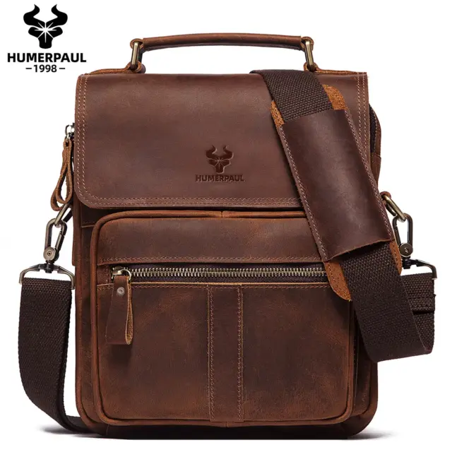 HUMERPAUL Genuine Leather Men's Shoulder Bag Luxury Work Business Messenger Bags Fashion Male Crossbody with Adjustable Straps - AliExpress 1524