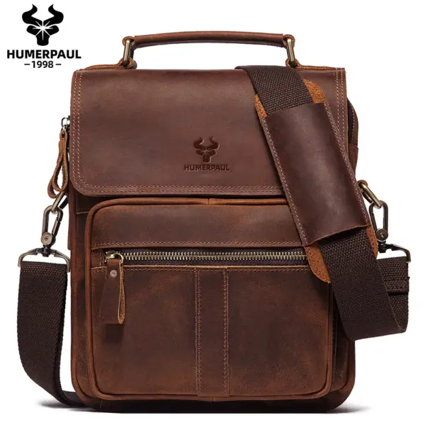 HUMERPAUL Genuine Leather Men's Shoulder Bag Luxury Work Business Messenger Bags Fashion Male Crossbody with Adjustable Straps - AliExpress 1524