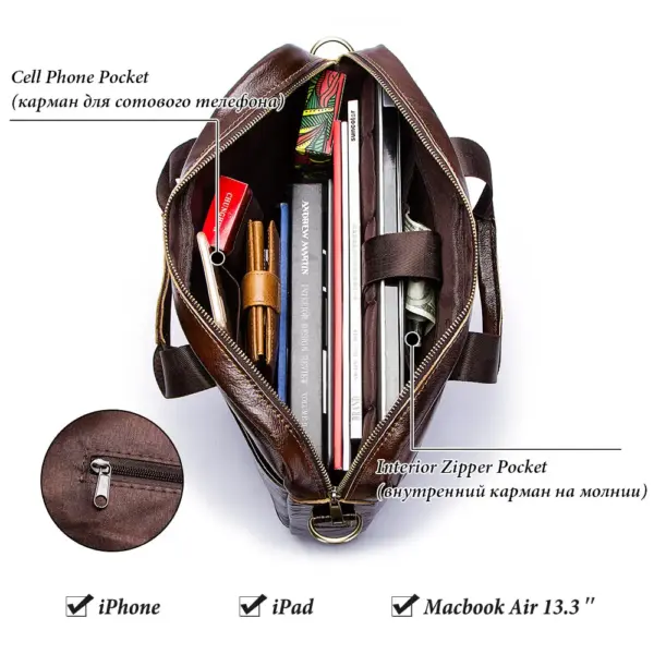 Genuine Leahther Men Briefcase Portable Office Handbag for Laptop Bag High Quality Business Messenger Shoulder Bags Travelling - AliExpress 1524