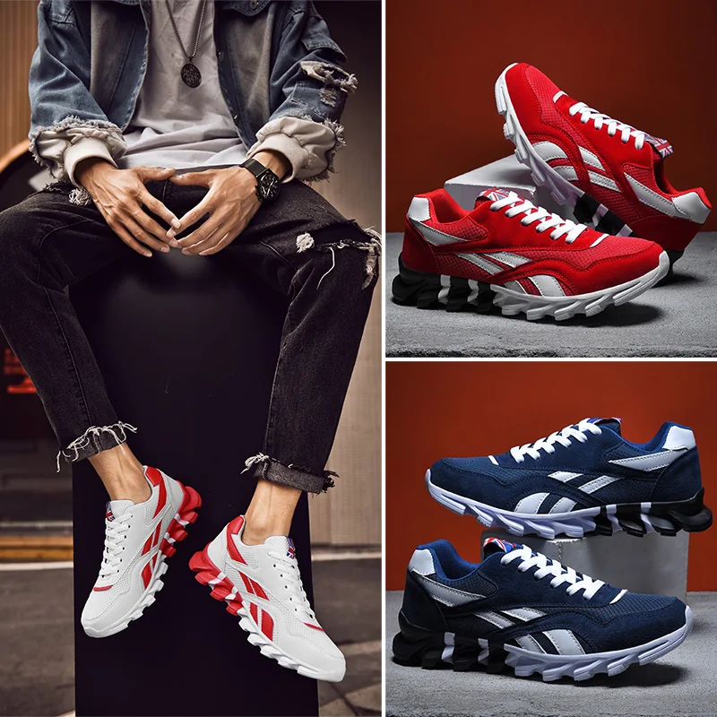 Unisex Breathable Air Mesh Running Shoes - Red & Blue